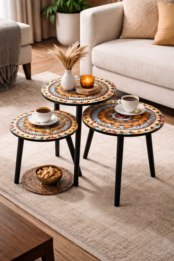 طقم طاولات مزخرفة 3 قطع موديل X-2509